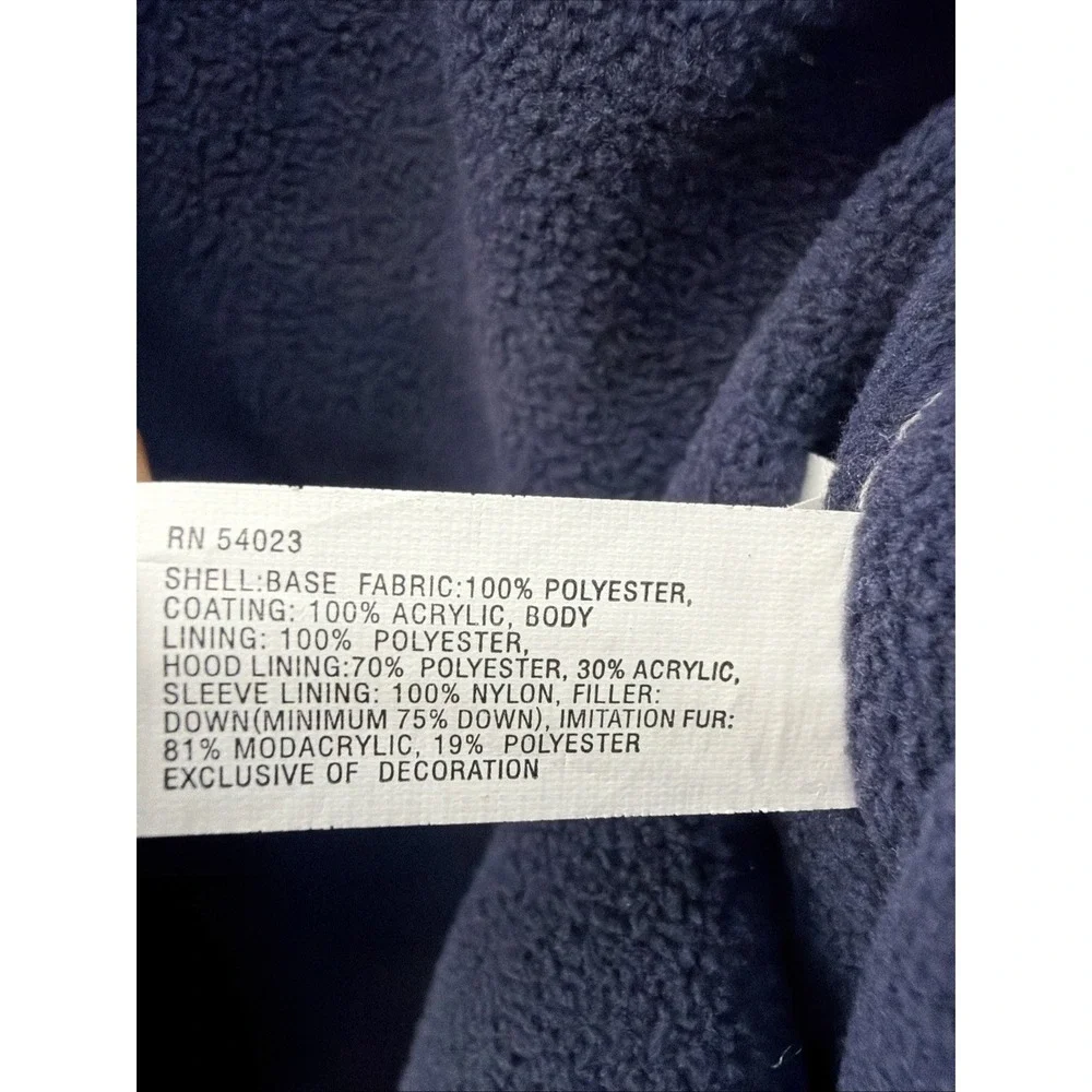 Baby Gap 3-6 Months Down Filled Cargo Pocket Down Faux Fur Hooded‎ Snowsuit Navy